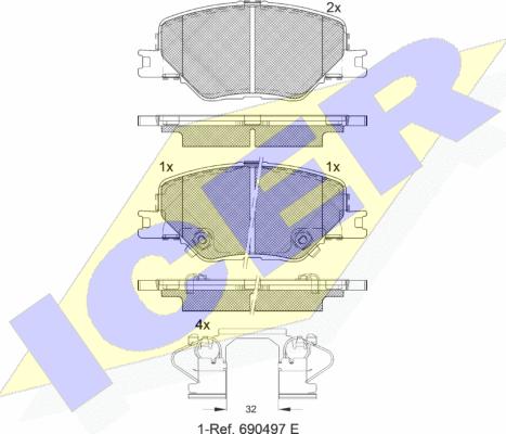 Icer 182332 - Гальмівні колодки, дискові гальма autozip.com.ua