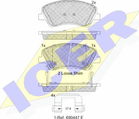 Icer 182298 - Гальмівні колодки, дискові гальма autozip.com.ua