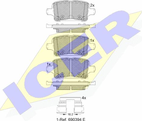 Icer 182257 - Гальмівні колодки, дискові гальма autozip.com.ua