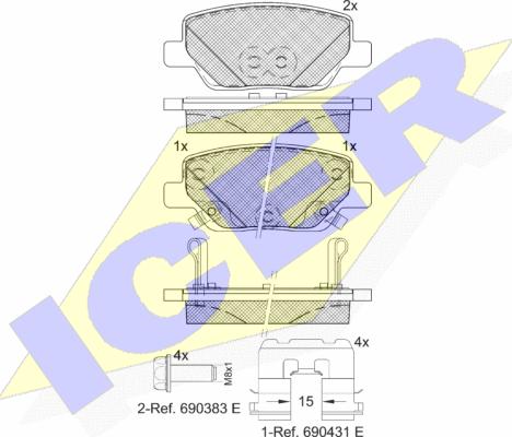 Icer 182269 - Гальмівні колодки, дискові гальма autozip.com.ua