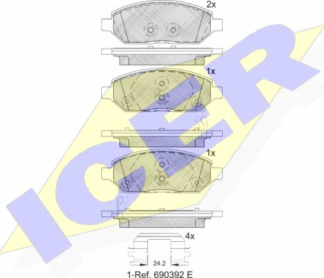 Icer 182264 - Гальмівні колодки, дискові гальма autozip.com.ua