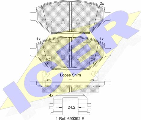 Icer 182261 - Гальмівні колодки, дискові гальма autozip.com.ua