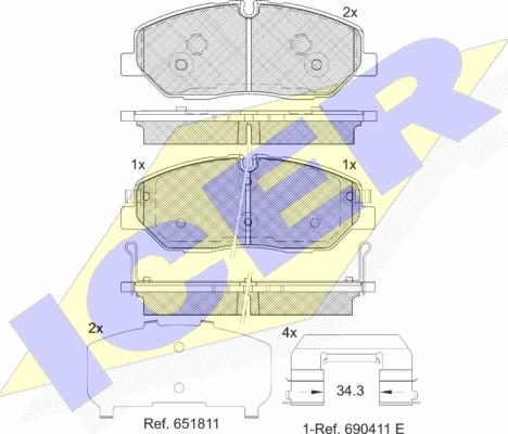 Icer 182268 - Гальмівні колодки, дискові гальма autozip.com.ua