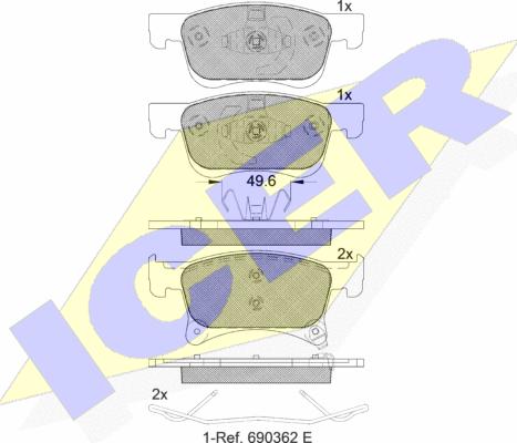 Icer 182221 - Гальмівні колодки, дискові гальма autozip.com.ua