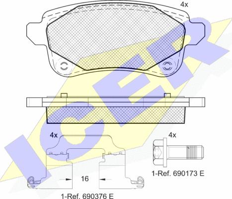 Icer 182222-208 - Гальмівні колодки, дискові гальма autozip.com.ua