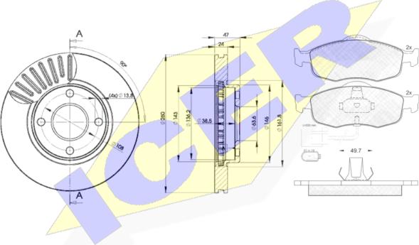 Icer 30917-6784 - Комплект гальм, дисковий гальмівний механізм autozip.com.ua