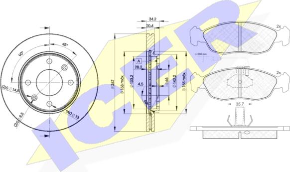 Icer 30932-4694 - Комплект гальм, дисковий гальмівний механізм autozip.com.ua