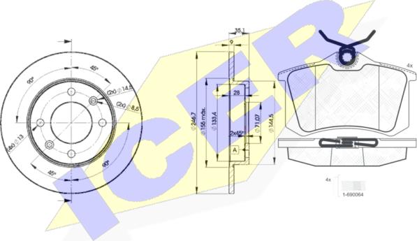 Icer 30697-4746 - Комплект гальм, дисковий гальмівний механізм autozip.com.ua