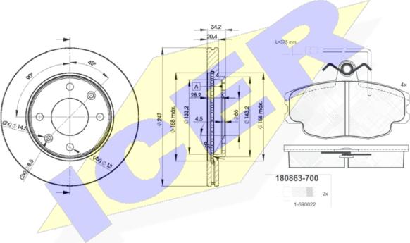 Icer 30863-4694 - Комплект гальм, дисковий гальмівний механізм autozip.com.ua