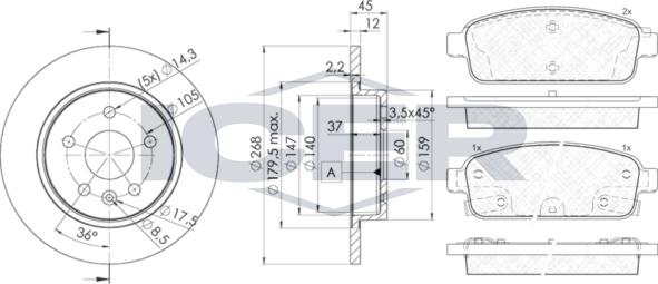 Icer 31943-1560 - Комплект гальм, дисковий гальмівний механізм autozip.com.ua