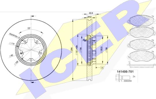 Icer 31498-5613 - Комплект гальм, дисковий гальмівний механізм autozip.com.ua