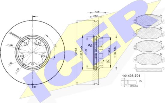 Icer 31498-5612 - Комплект гальм, дисковий гальмівний механізм autozip.com.ua