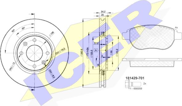 Icer 31429-4752 - Комплект гальм, дисковий гальмівний механізм autozip.com.ua