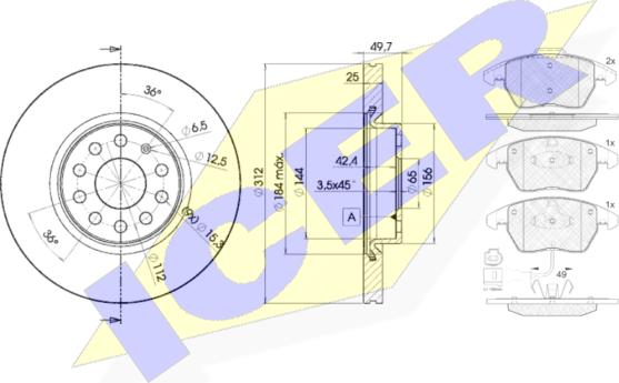 Icer 31567-5618 - Комплект гальм, дисковий гальмівний механізм autozip.com.ua