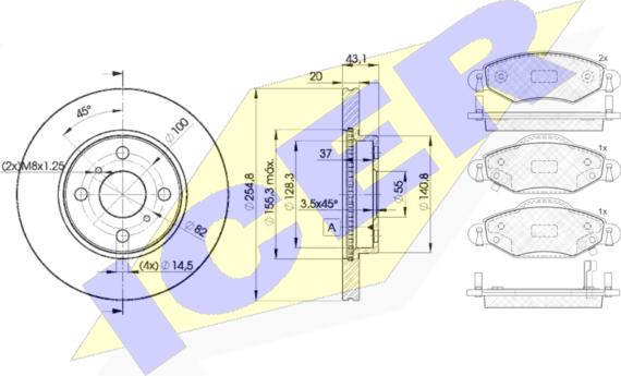 Icer 31587-2040 - Комплект гальм, дисковий гальмівний механізм autozip.com.ua