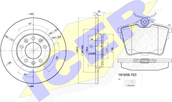 Icer 31658-4609 - Комплект гальм, дисковий гальмівний механізм autozip.com.ua