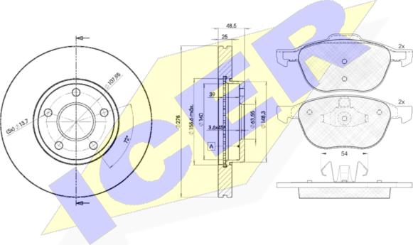 Icer 31617-3963 - Комплект гальм, дисковий гальмівний механізм autozip.com.ua