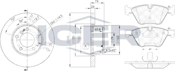 Icer 31683-3405 - Комплект гальм, дисковий гальмівний механізм autozip.com.ua