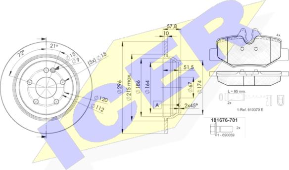 Icer 31676-0416 - Комплект гальм, дисковий гальмівний механізм autozip.com.ua