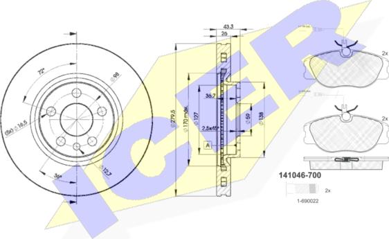 Icer 31046-4620 - Комплект гальм, дисковий гальмівний механізм autozip.com.ua