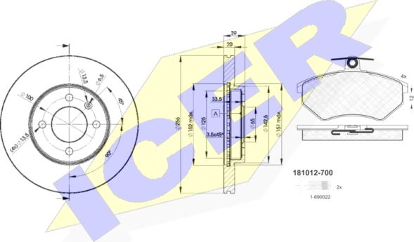 Icer 31012-3790 - Комплект гальм, дисковий гальмівний механізм autozip.com.ua