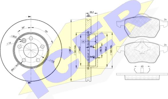 Icer 31139-1093 - Комплект гальм, дисковий гальмівний механізм autozip.com.ua