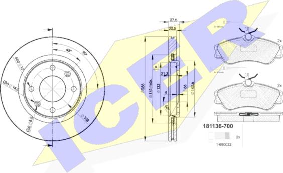 Icer 31136-4697 - Комплект гальм, дисковий гальмівний механізм autozip.com.ua