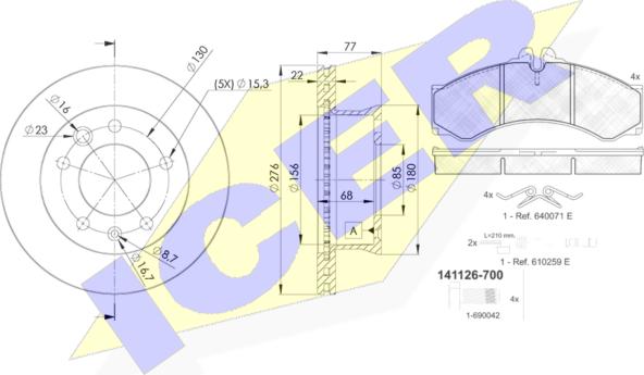 Icer 31126-0185 - Комплект гальм, дисковий гальмівний механізм autozip.com.ua