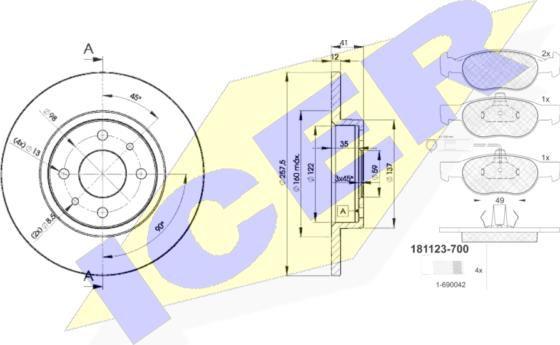 Icer 31123-3466 - Комплект гальм, дисковий гальмівний механізм autozip.com.ua
