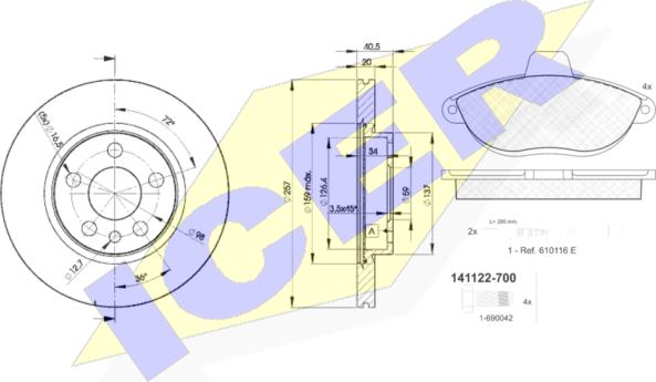 Icer 31122-4683 - Комплект гальм, дисковий гальмівний механізм autozip.com.ua