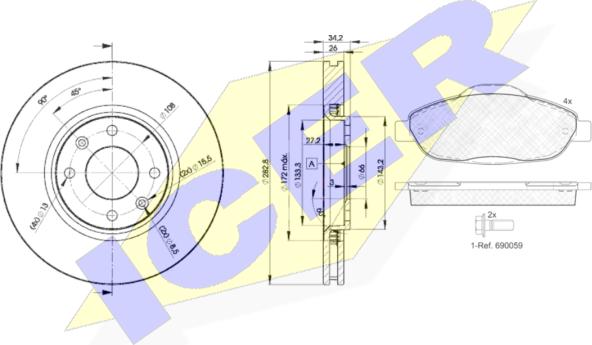 Icer 31851-4752 - Комплект гальм, дисковий гальмівний механізм autozip.com.ua