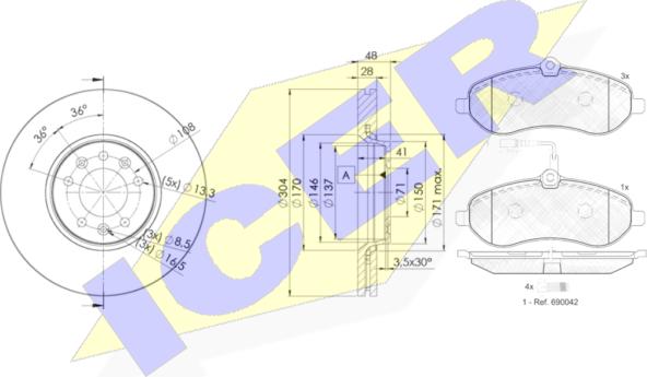 Icer 31802-4755 - Комплект гальм, дисковий гальмівний механізм autozip.com.ua
