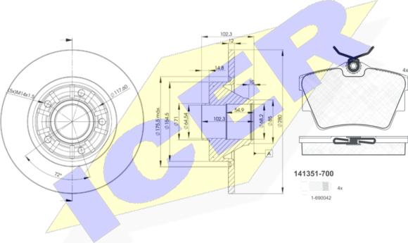 Icer 31351-6846 - Комплект гальм, дисковий гальмівний механізм autozip.com.ua