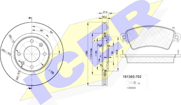 Icer 31365-4697 - Комплект гальм, дисковий гальмівний механізм autozip.com.ua