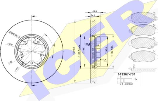 Icer 31367-5612 - Комплект гальм, дисковий гальмівний механізм autozip.com.ua