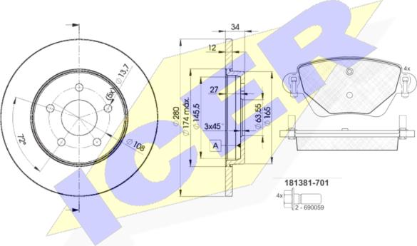 Icer 31381-6768 - Комплект гальм, дисковий гальмівний механізм autozip.com.ua