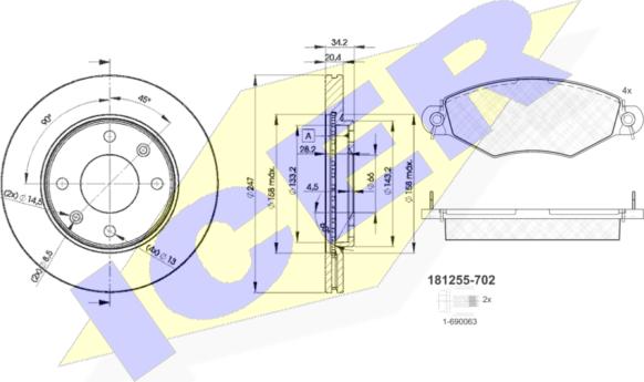 Icer 31255-4694 - Комплект гальм, дисковий гальмівний механізм autozip.com.ua
