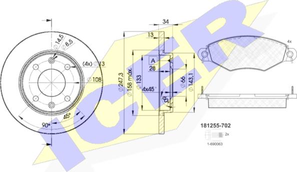 Icer 31255-4298 - Комплект гальм, дисковий гальмівний механізм autozip.com.ua