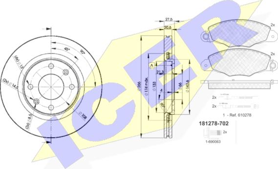 Icer 31278-4697 - Комплект гальм, дисковий гальмівний механізм autozip.com.ua