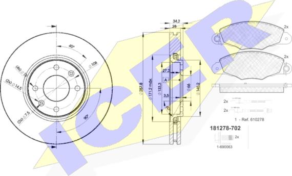 Icer 31278-4753 - Комплект гальм, дисковий гальмівний механізм autozip.com.ua