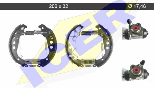 Icer 79KT0093 C - Комплект гальм, барабанний механізм autozip.com.ua