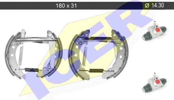 Icer 79KT0001 C - Комплект гальм, барабанний механізм autozip.com.ua