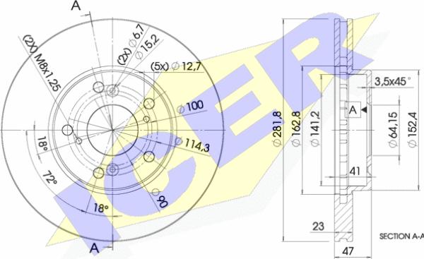 Icer 78BD1257-2 - Гальмівний диск autozip.com.ua