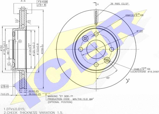 Icer 78BD3110-2 - Гальмівний диск autozip.com.ua