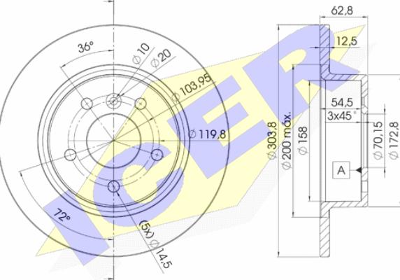 Icer 78BD2004-2 - Гальмівний диск autozip.com.ua