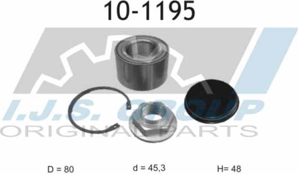 IJS GROUP 10-1195 - Комплект підшипника маточини колеса autozip.com.ua