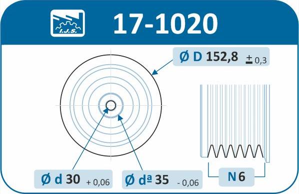 IJS GROUP 17-1020 - Ремінний шків, колінчастий вал autozip.com.ua