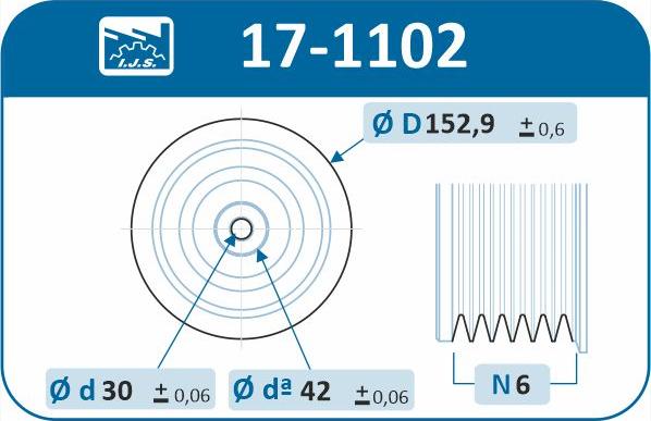 IJS GROUP 17-1102 - Ремінний шків, колінчастий вал autozip.com.ua