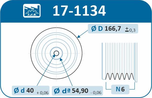 IJS GROUP 17-1134 - Ремінний шків, колінчастий вал autozip.com.ua