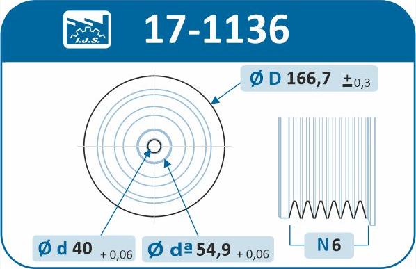 IJS GROUP 171136 - Ремінний шків, колінчастий вал autozip.com.ua